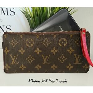 Authentic LOUIS VUITTON LV Adele Monogram Red Wallet Clutch Card Holder